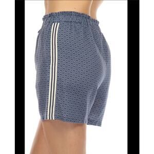 Johnny Was Patched Ikat Blue Linen Paperbag Shorts Size XL